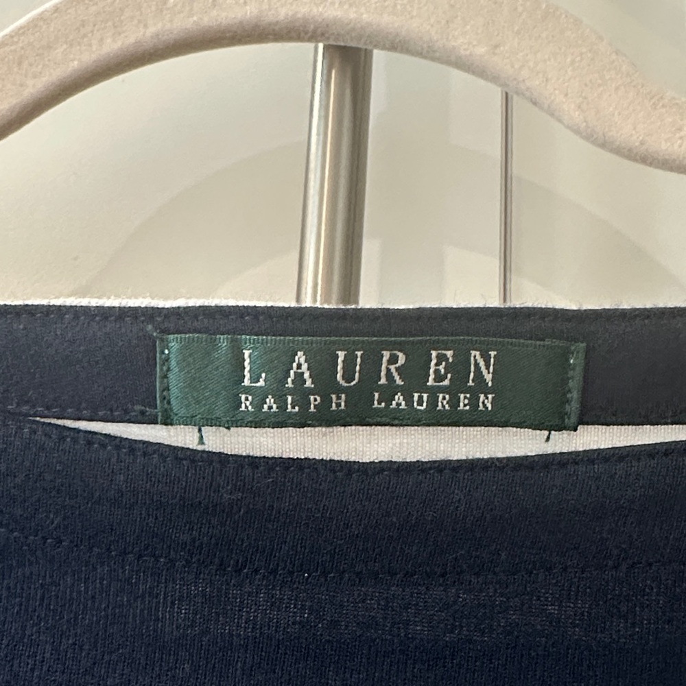 NWOT Lauren Ralph Lauren Navy and White Striped Long Sleeve Dress - Picture 2 of 6